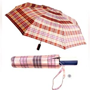 NWT Tory Burch Yarn Dyed Plaid Umbrella